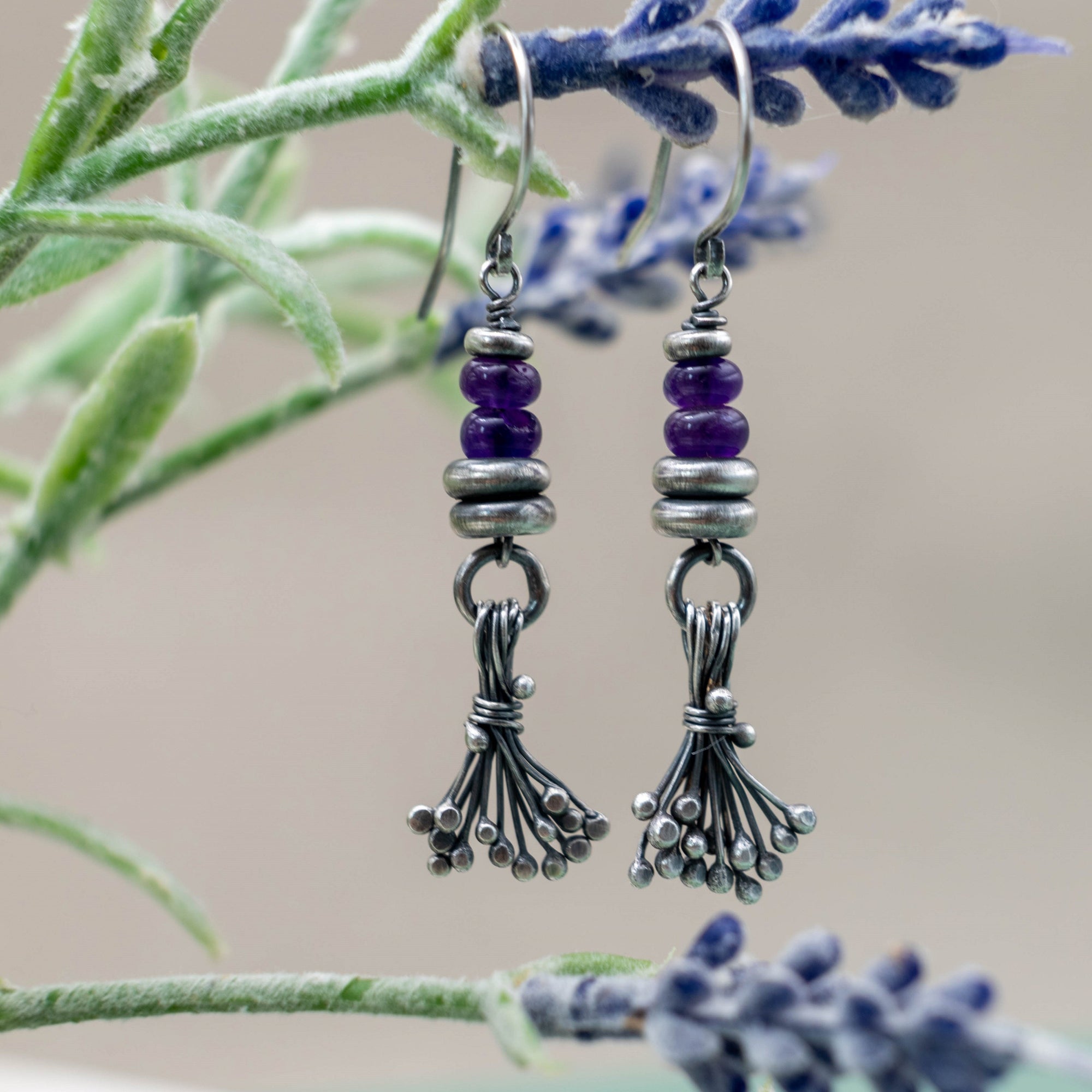 Σκουλαρίκια κρεμαστά με Αμέθυστο