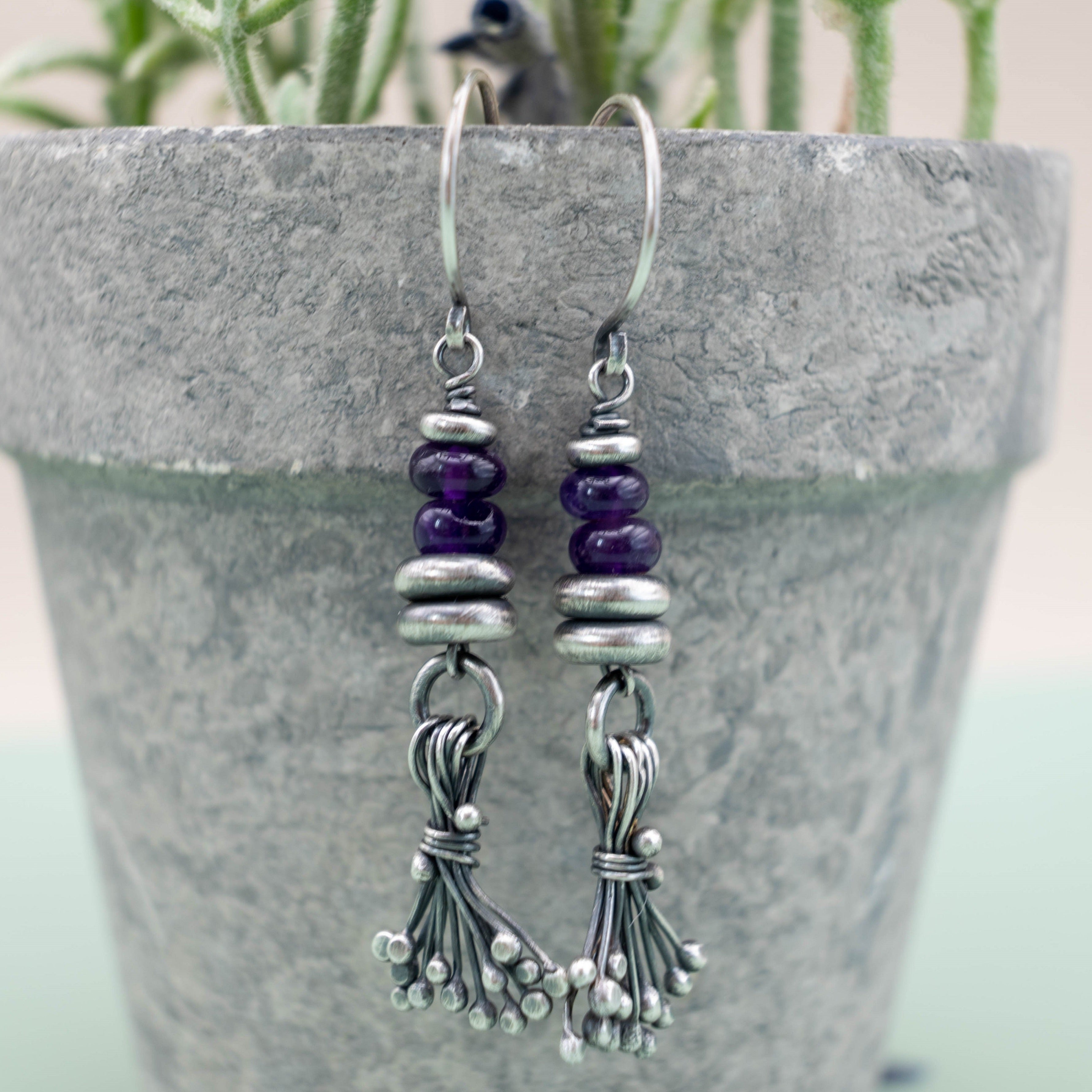 σκουλαρικια με μωβ πετρες