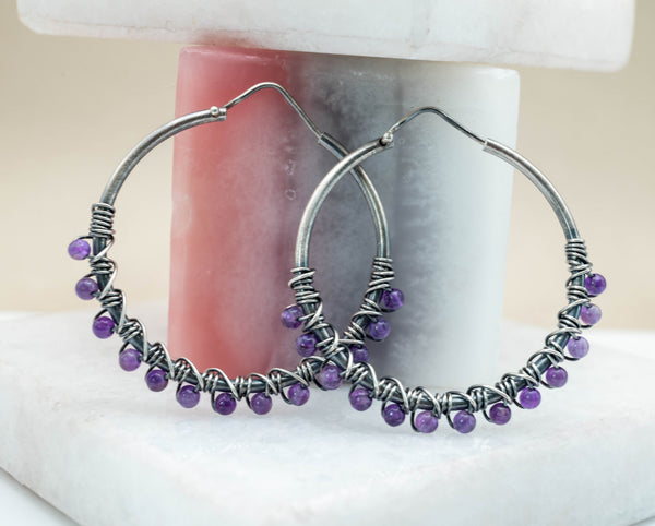 σκουλαρικια με αμεθυστο