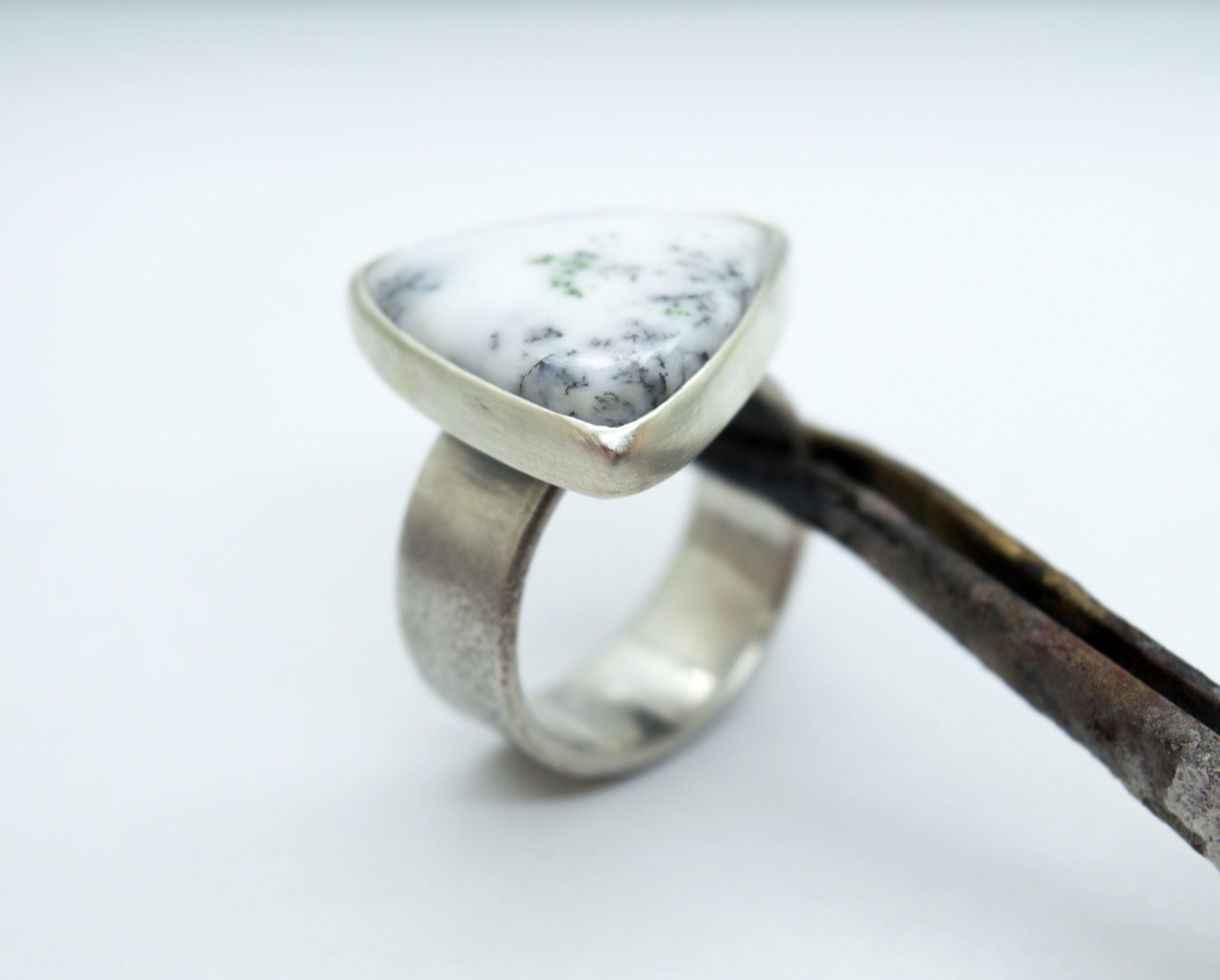 Ασημένιο δαχτυλίδι με Δενδρίτη Αχάτη (Dendritic Agate) - SILVERstro Κοσμήματα