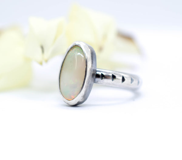 Δαχτυλίδι ασημένιο με Οπάλιο της Φωτιάς (Fire Opal) - SILVERstro Κοσμήματα