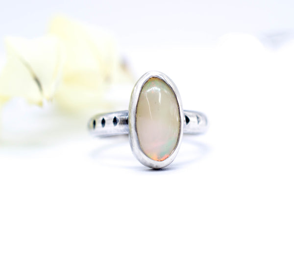 Δαχτυλίδι ασημένιο με Οπάλιο της Φωτιάς (Fire Opal) - SILVERstro Κοσμήματα
