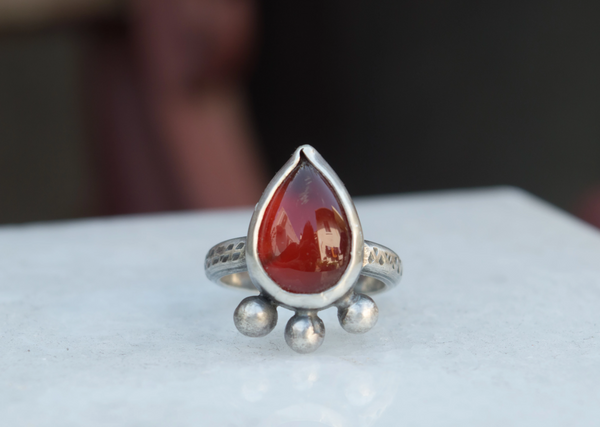 Ασημένιο δαχτυλίδι με κόκκινο Αχάτη(Red Agate) - SILVERstro Κοσμήματα