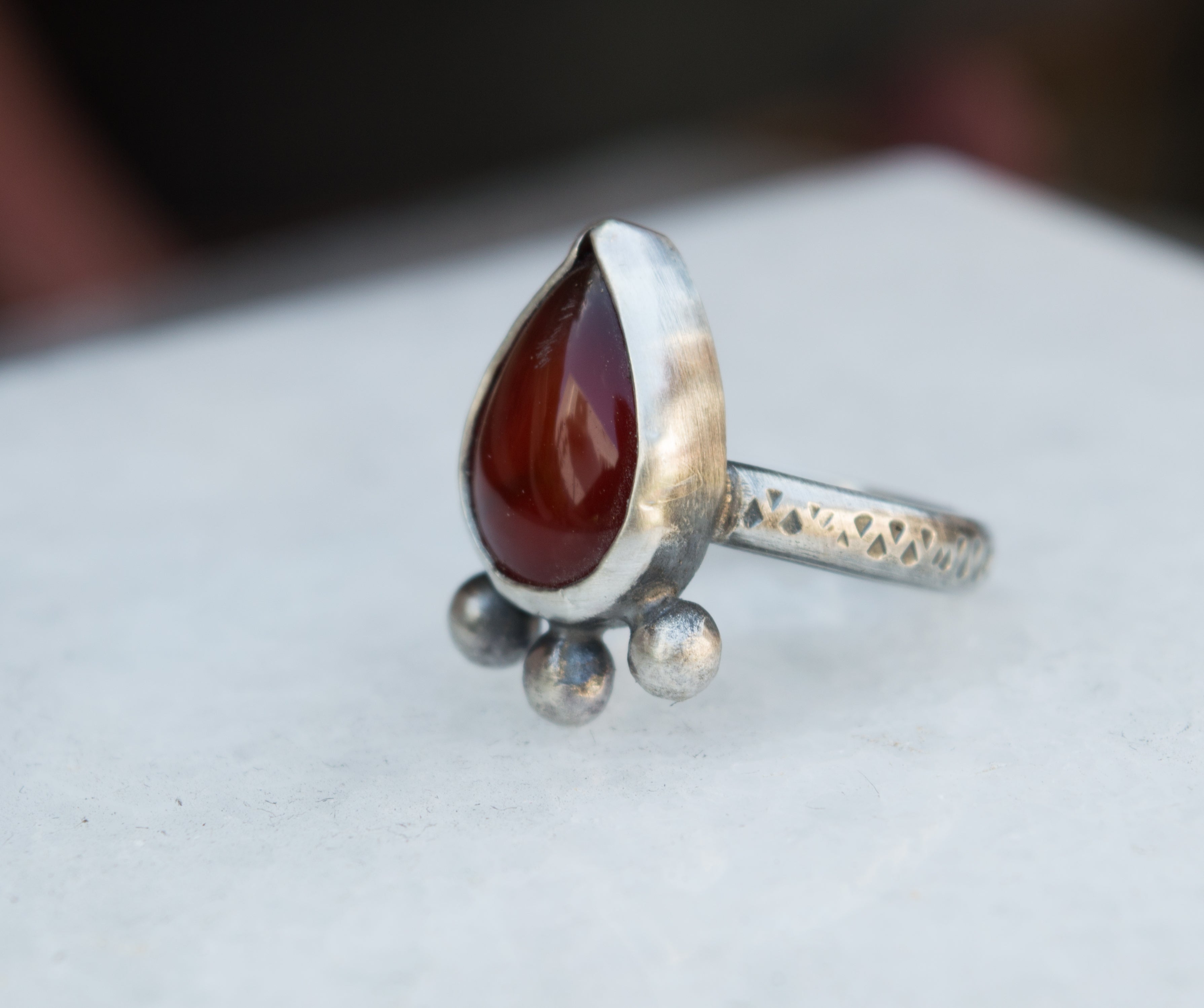 Ασημένιο δαχτυλίδι με κόκκινο Αχάτη(Red Agate) - SILVERstro Κοσμήματα