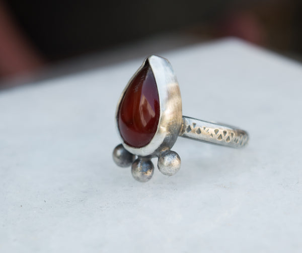 Ασημένιο δαχτυλίδι με κόκκινο Αχάτη(Red Agate) - SILVERstro Κοσμήματα