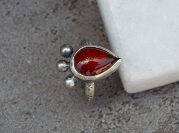 Ασημένιο δαχτυλίδι με κόκκινο Αχάτη(Red Agate) - SILVERstro Κοσμήματα