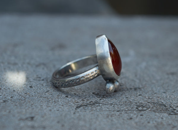 Ασημένιο δαχτυλίδι με κόκκινο Αχάτη(Red Agate) - SILVERstro Κοσμήματα
