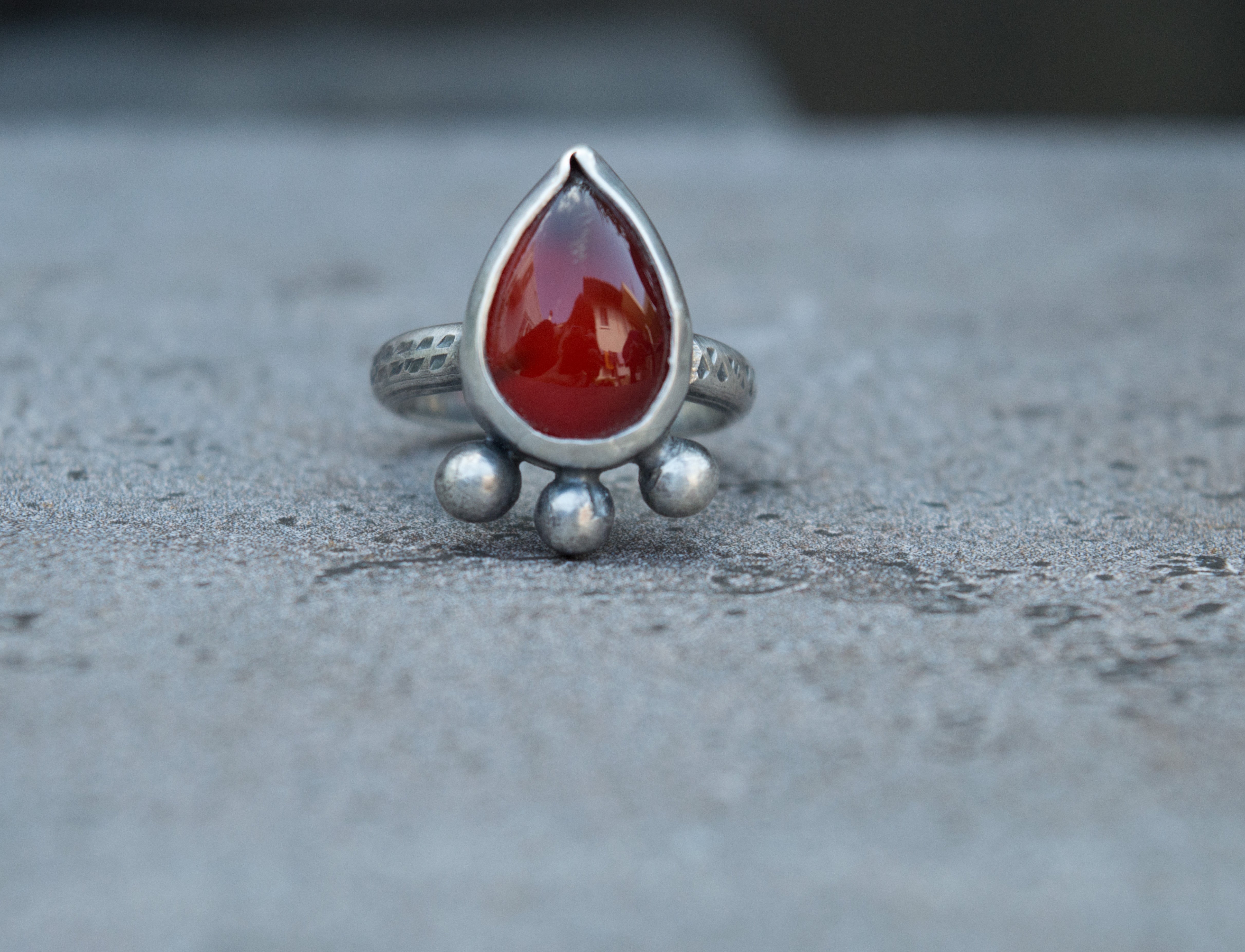 Ασημένιο δαχτυλίδι με κόκκινο Αχάτη(Red Agate) - SILVERstro Κοσμήματα