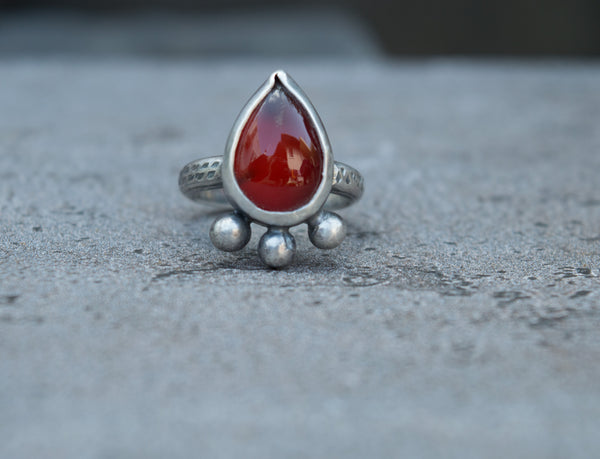 Ασημένιο δαχτυλίδι με κόκκινο Αχάτη(Red Agate) - SILVERstro Κοσμήματα
