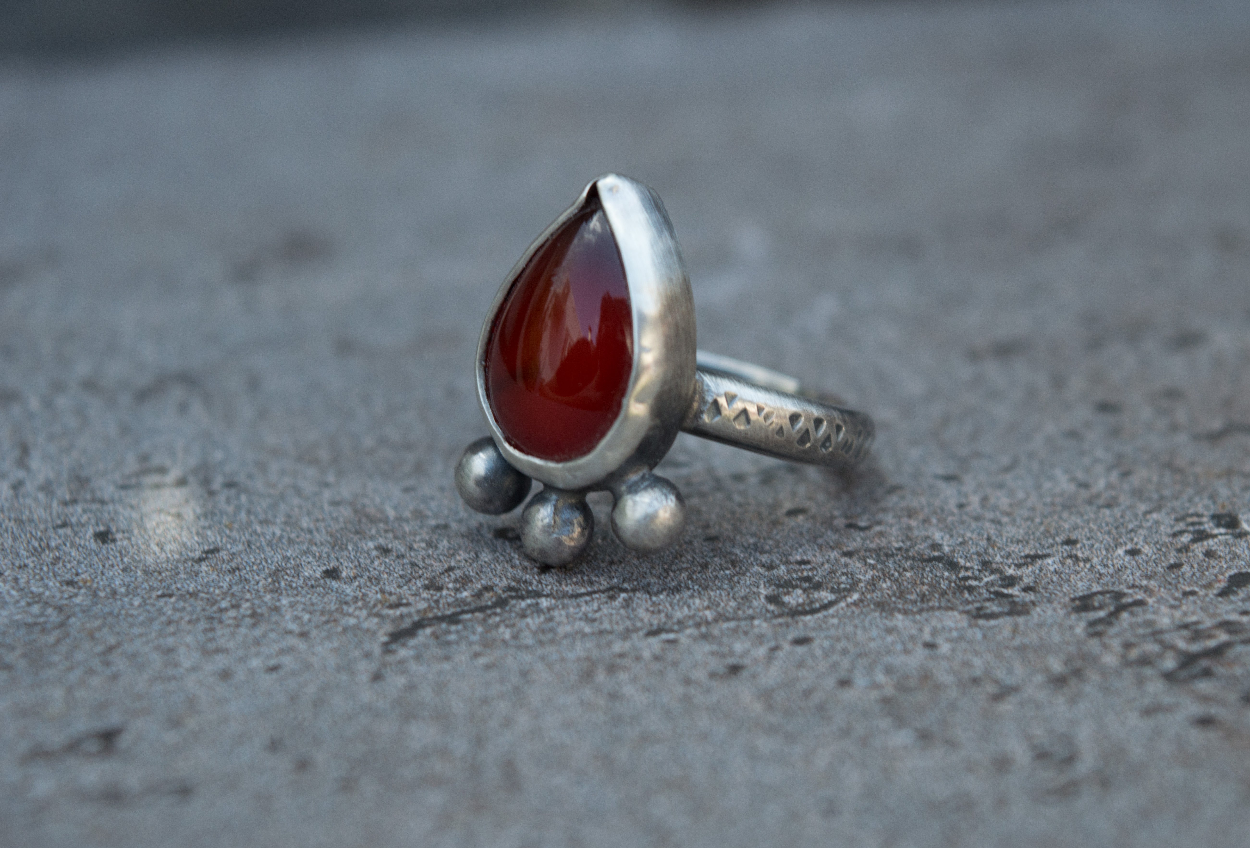 Ασημένιο δαχτυλίδι με κόκκινο Αχάτη(Red Agate) - SILVERstro Κοσμήματα