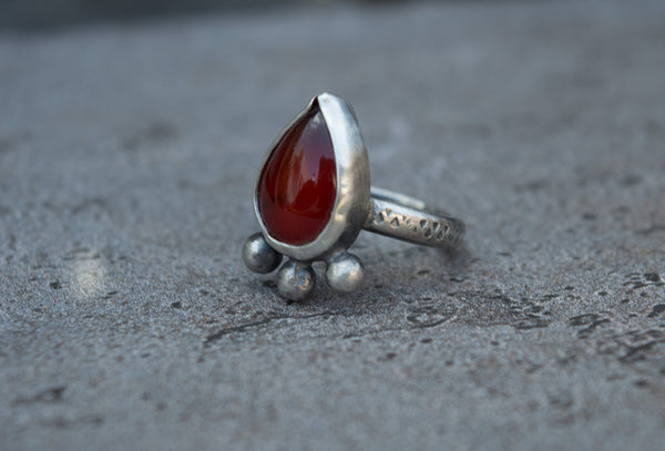 Ασημένιο δαχτυλίδι με κόκκινο Αχάτη(Red Agate) - SILVERstro Κοσμήματα
