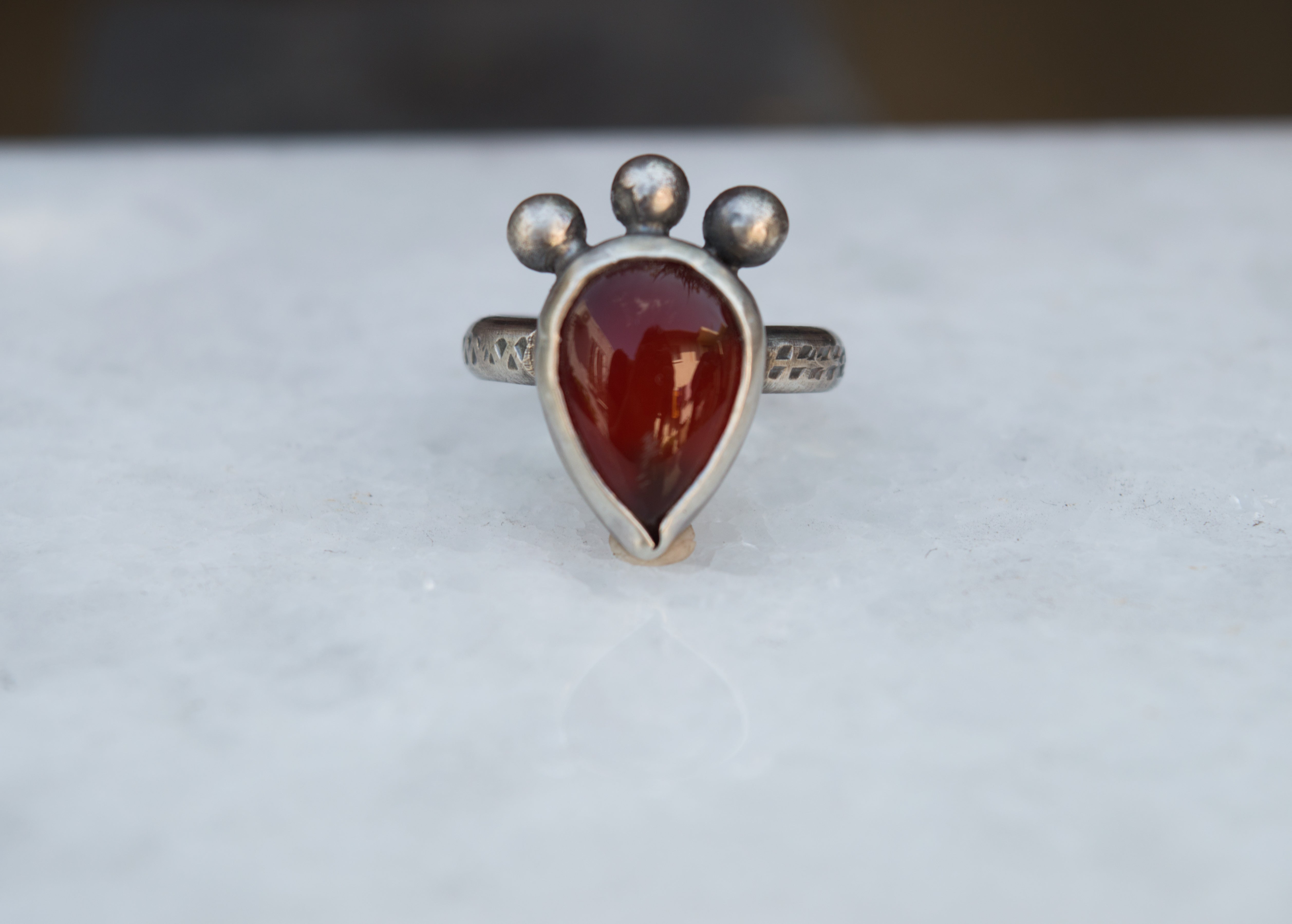 Ασημένιο δαχτυλίδι με κόκκινο Αχάτη(Red Agate) - SILVERstro Κοσμήματα