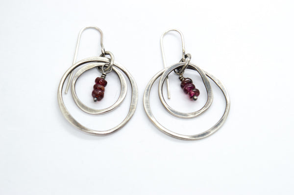 Ασημένια σκουλαρίκια με Red Garnet (Κόκκινο Γρανάτη) - SILVERstro Κοσμήματα