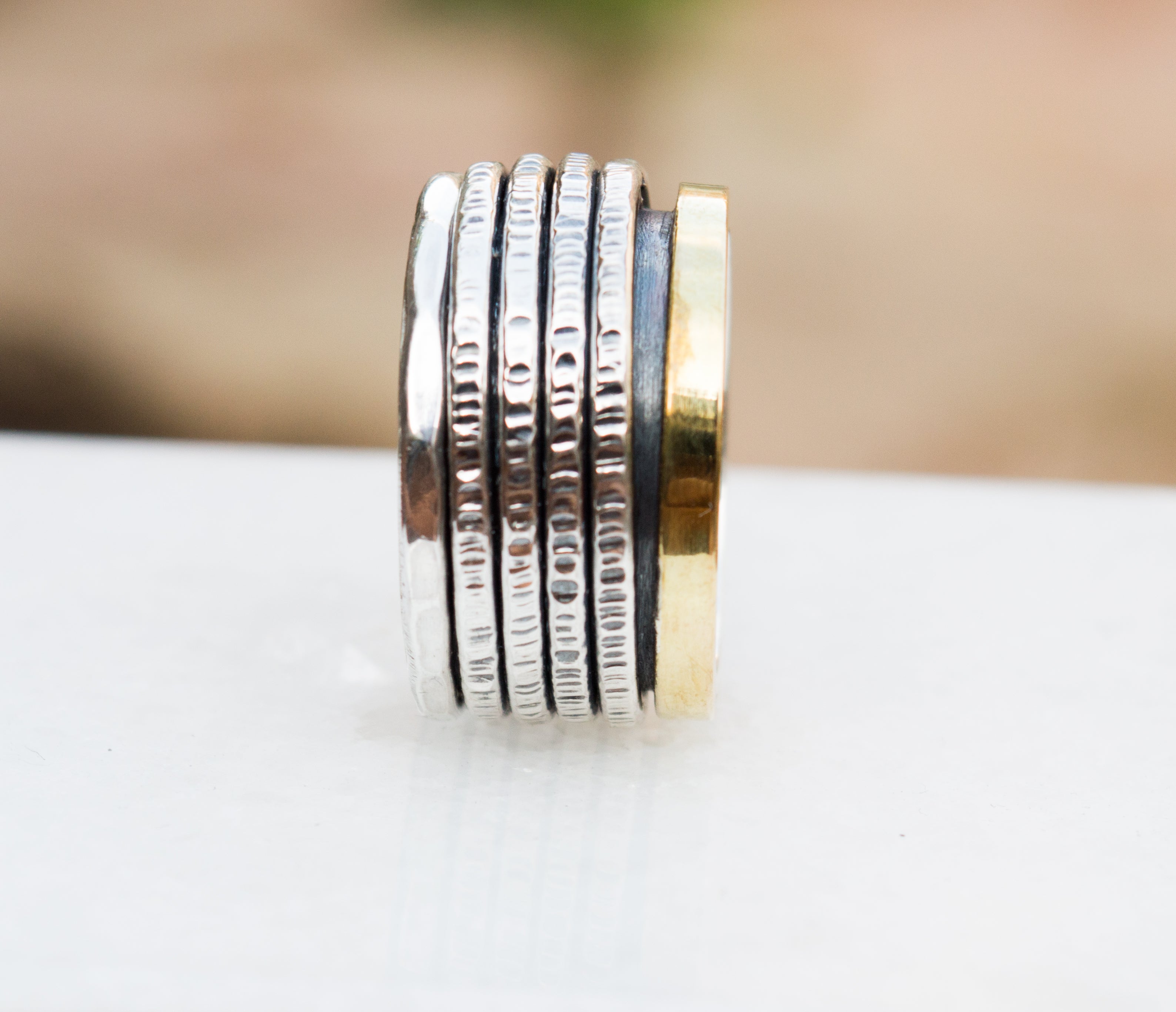 Φαρδύ χειροποίητο ασημένιο δαχτυλίδι Spinner - SILVERstro Κοσμήματα