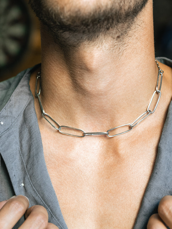 Ασημένιο κολιέ χειροποίητο "συνδετήρας" UNISEX - SILVERstro Κοσμήματα