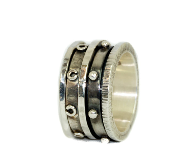 Silver men's spinner ring