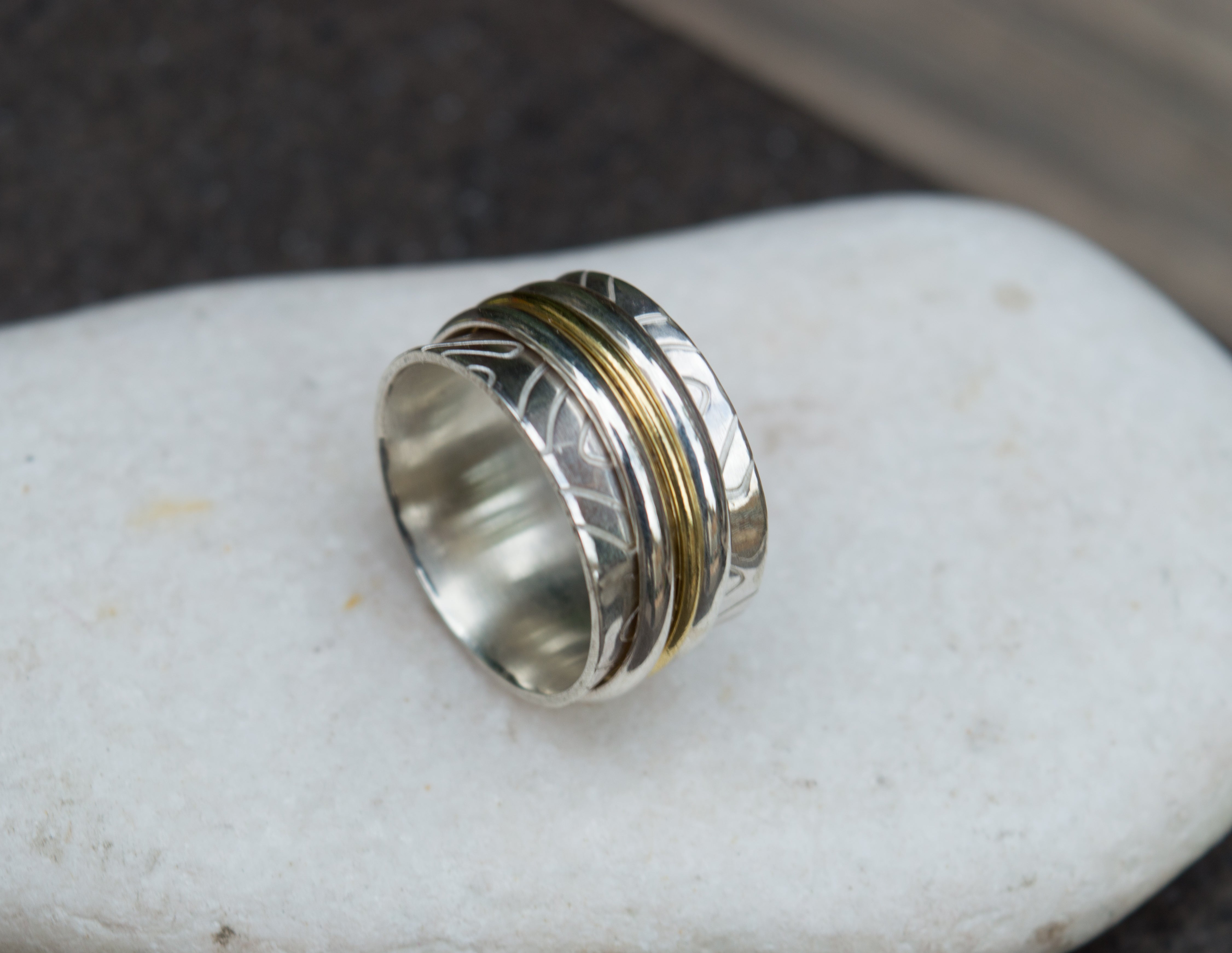Ασημένιο δαχτυλίδι spinner με 3 βεράκια - SILVERstro Κοσμήματα