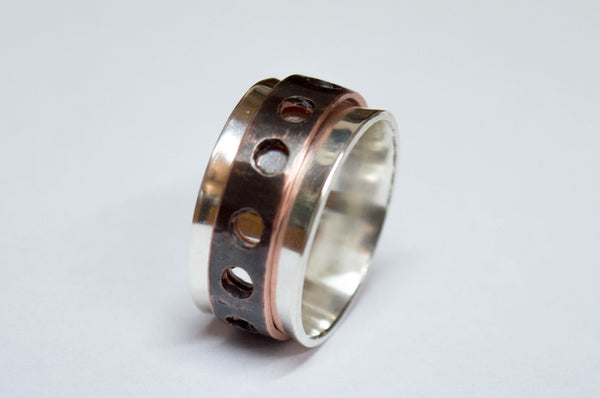 Ασημένιο spinner δαχτυλίδι από Ασήμι και Χαλκό - SILVERstro Κοσμήματα