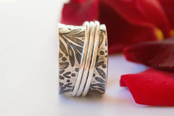 Ασημένιο spinner ανάγλυφο δαχτυλίδι - SILVERstro Κοσμήματα