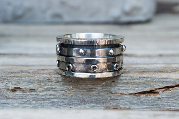 Spinner δαχτυλίδι ασήμι 925 οξειδωμένο unisex – κάτω όψη – SILVERstro