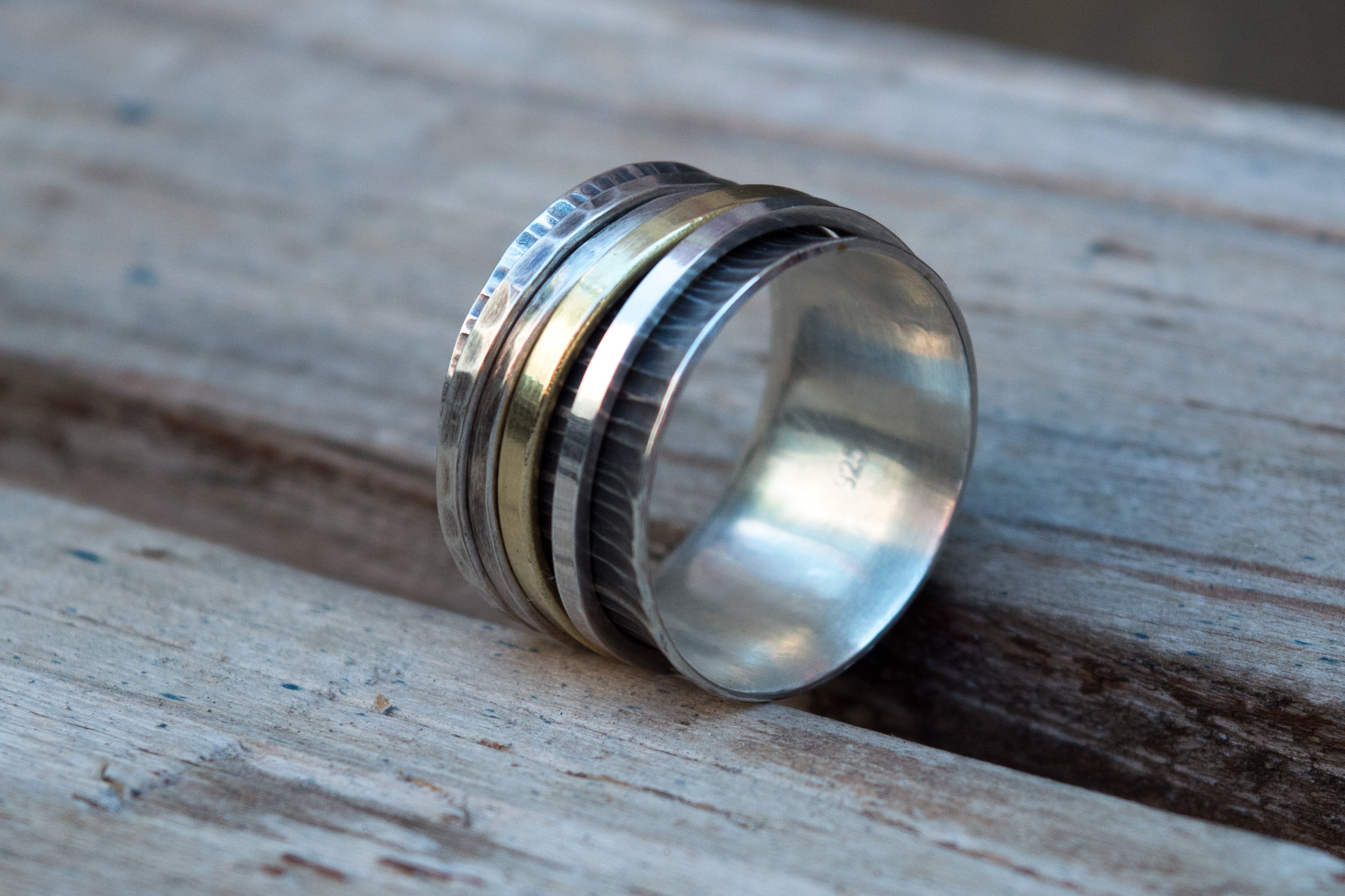Οξειδωμένη σφυρήλατη βάση 15mm – artisan boho-industrial spinner – SILVERstro